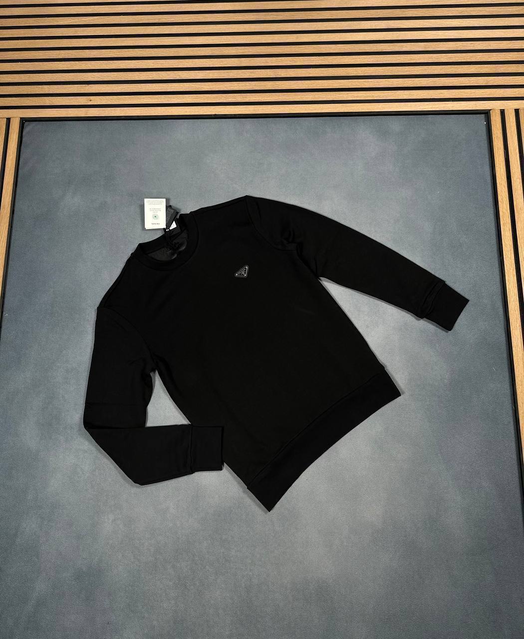 Prada Triangle-Logo Crewneck Mens Jumpers in Black UK Reps AAA Quality