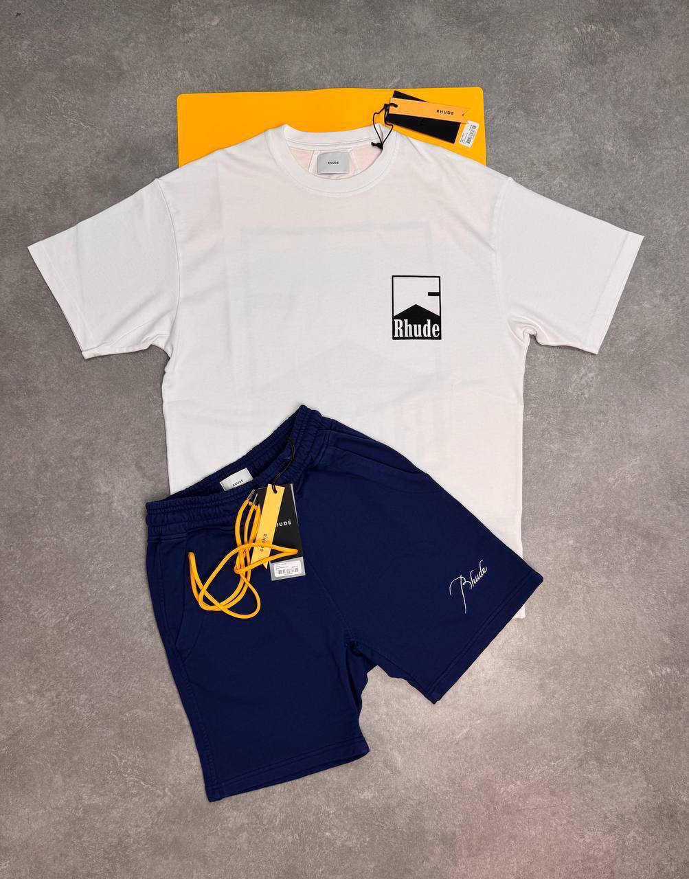 Rhude Chevron Tee Men's Cotton Chevron Logo T-Shirts & Shorts Set in Multiple Colors UK Reps AAA Quality