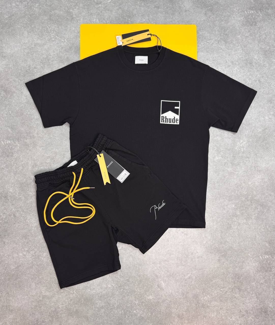 Rhude Chevron Tee Men's Cotton Chevron Logo T-Shirts & Shorts Set in Multiple Colors UK Reps AAA Quality