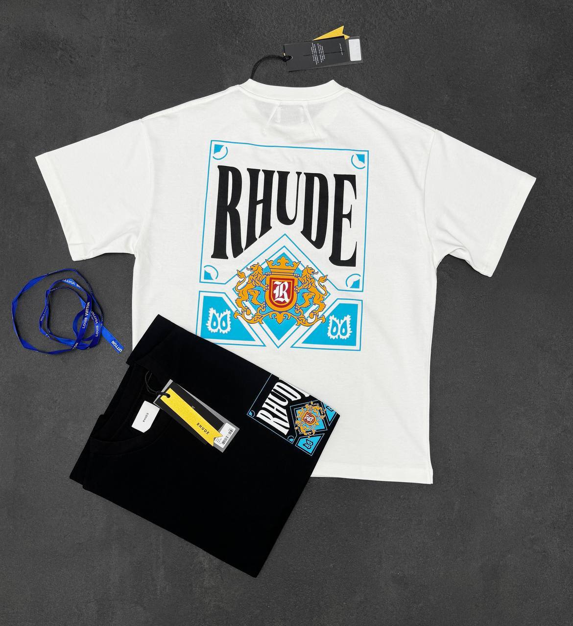 Rhude Fashion Blue Poker Card Printing T-Shirts in 2 Colors UK Reps AAA Quality