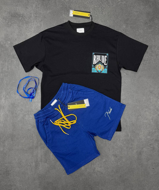 Rhude Fashion Blue Poker Card Printing T-Shirts & Shorts Set in Multiple Colors UK Reps AAA Quality