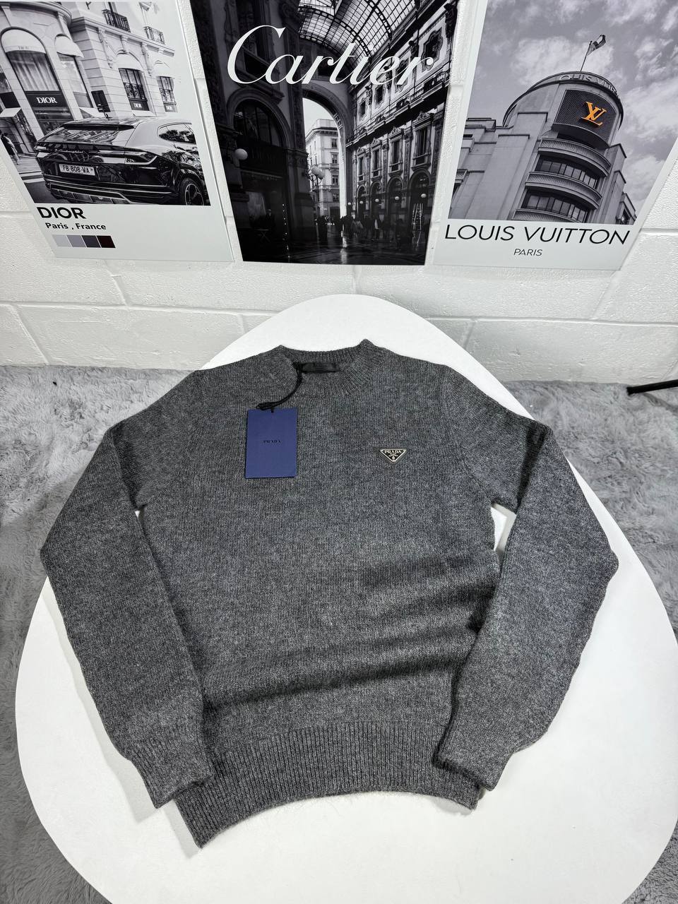 Prada Knitted Cotton Crew Neck Mens Jumpers in Multiple Colors UK Reps AAA Quality