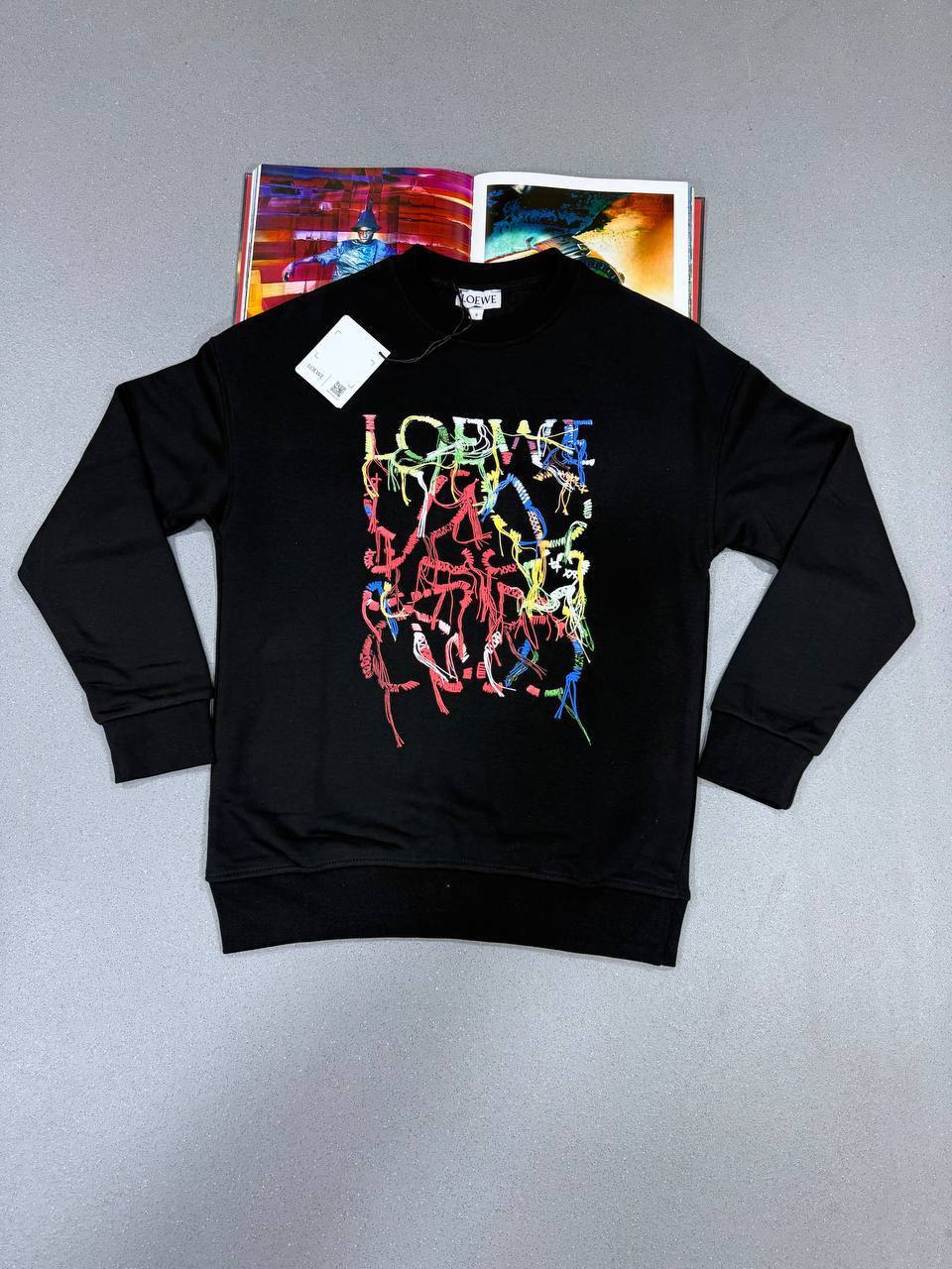 Loewe Logo-Embroidered Cotton Crewneck Mens Jumpers in 2 Colors UK Reps AAA Quality