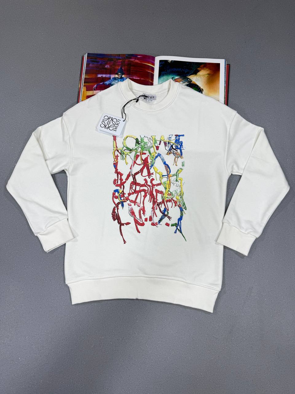 Loewe Logo-Embroidered Cotton Crewneck Mens Jumpers in 2 Colors UK Reps AAA Quality