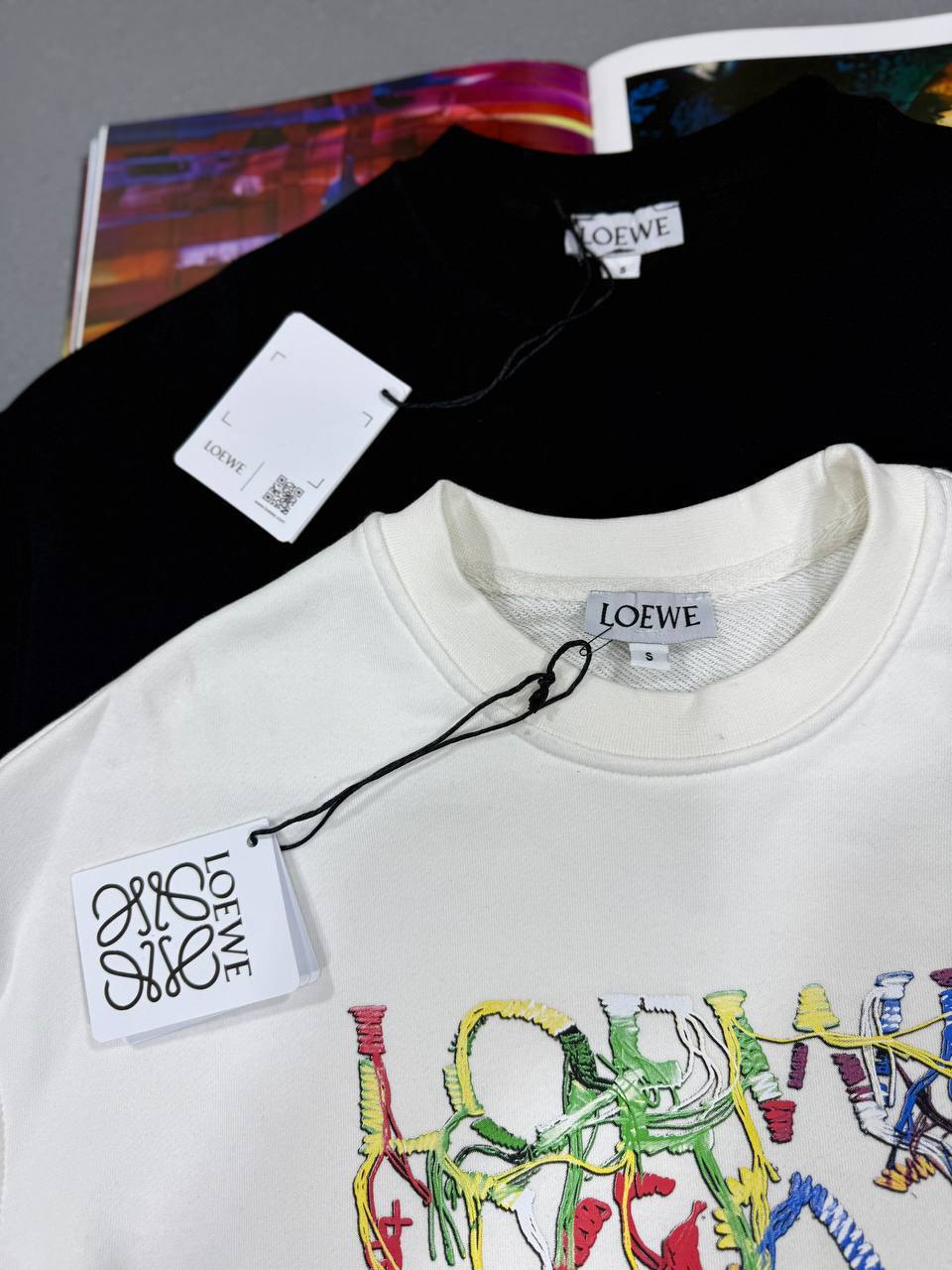 Loewe Logo-Embroidered Cotton Crewneck Mens Jumpers in 2 Colors UK Reps AAA Quality