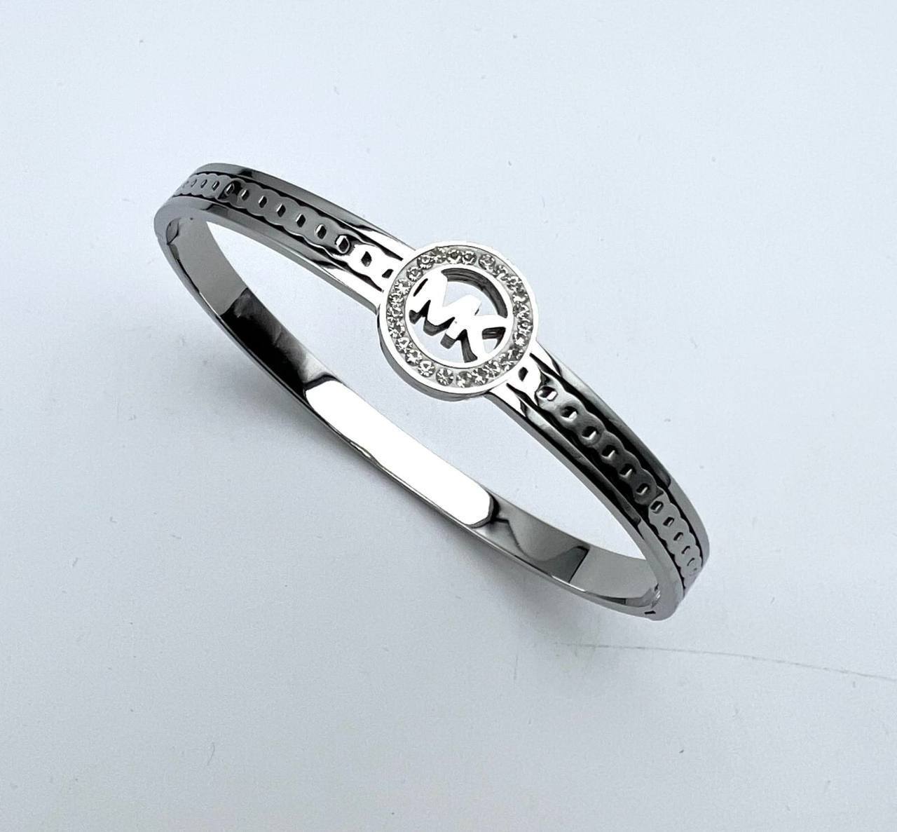 Michael Kors Stainless Steel and Pavé Crystal MK Logo Womens Bracelets in Silver Color UK Reps AAA Quality