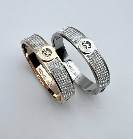 Michael Kors Crystal Hinged Signature MK Logo Womens Bracelet in 2 Colors UK Reps AAA Quality