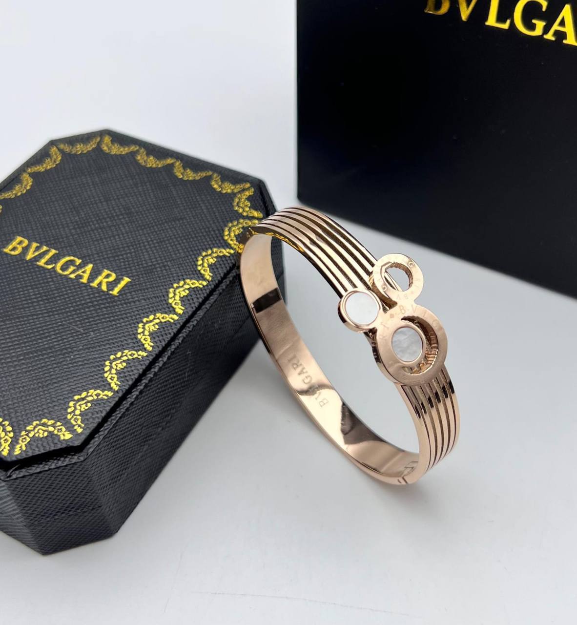 Bvlgari Rose Gold Daily Wear Item Stainless Steel Womens Bracelets UK Reps AAA Quality