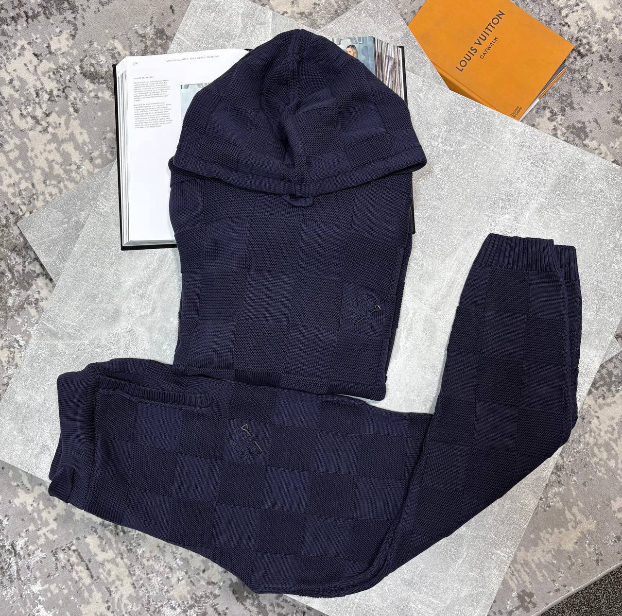 Louis Vuitton Wool Graphic Knitwear Crew Neck Full Sleeves Hoodie Tracksuits in 2 Colors UK Reps AAA Quality