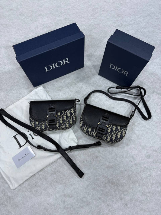 Christian Dior Saddle Messenger Womens Bag Mini Shoulder Oblique Jacquard in Black UK Reps AAA Quality