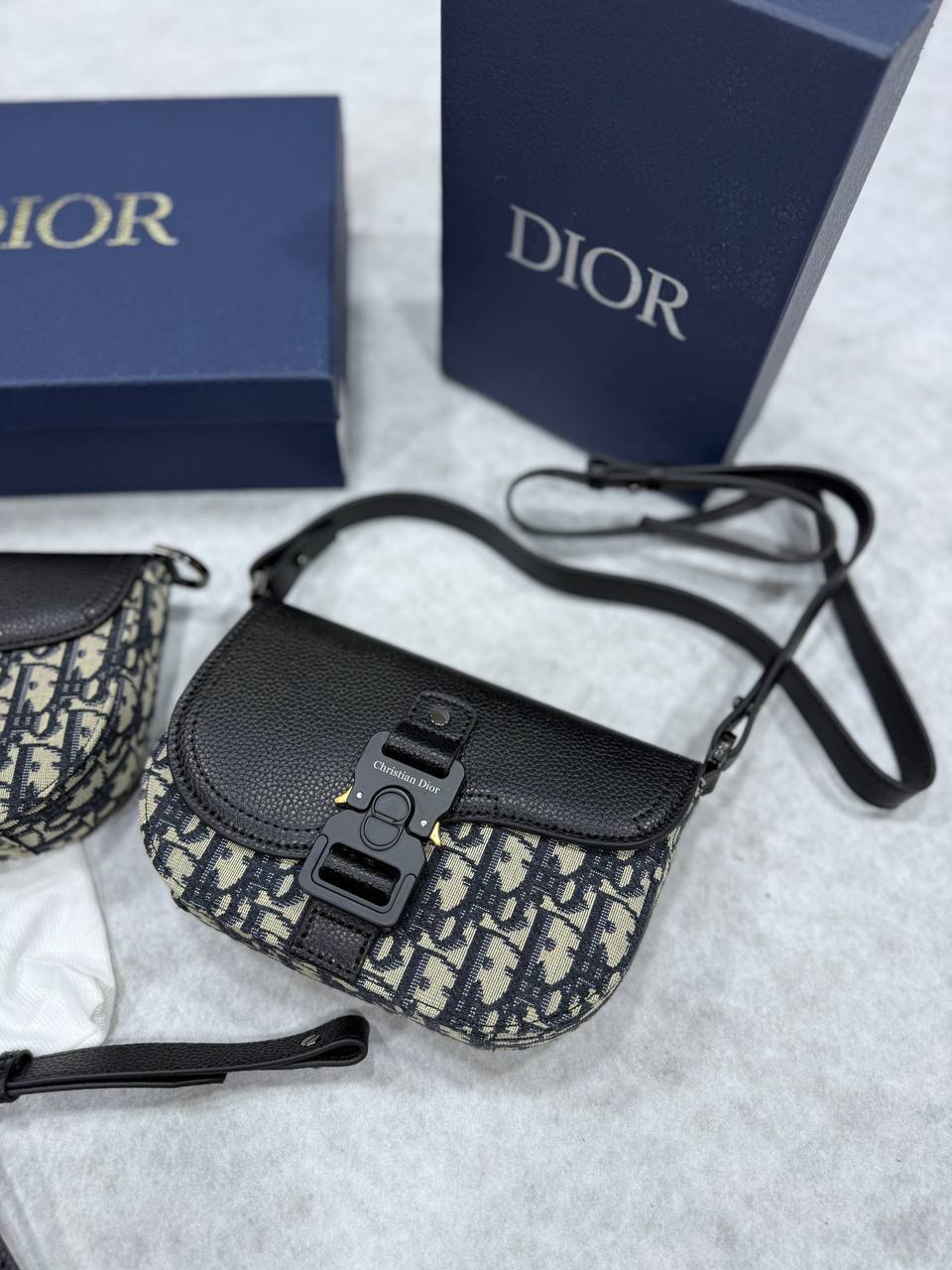 Christian Dior Saddle Messenger Womens Bag Mini Shoulder Oblique Jacquard in Black UK Reps AAA Quality