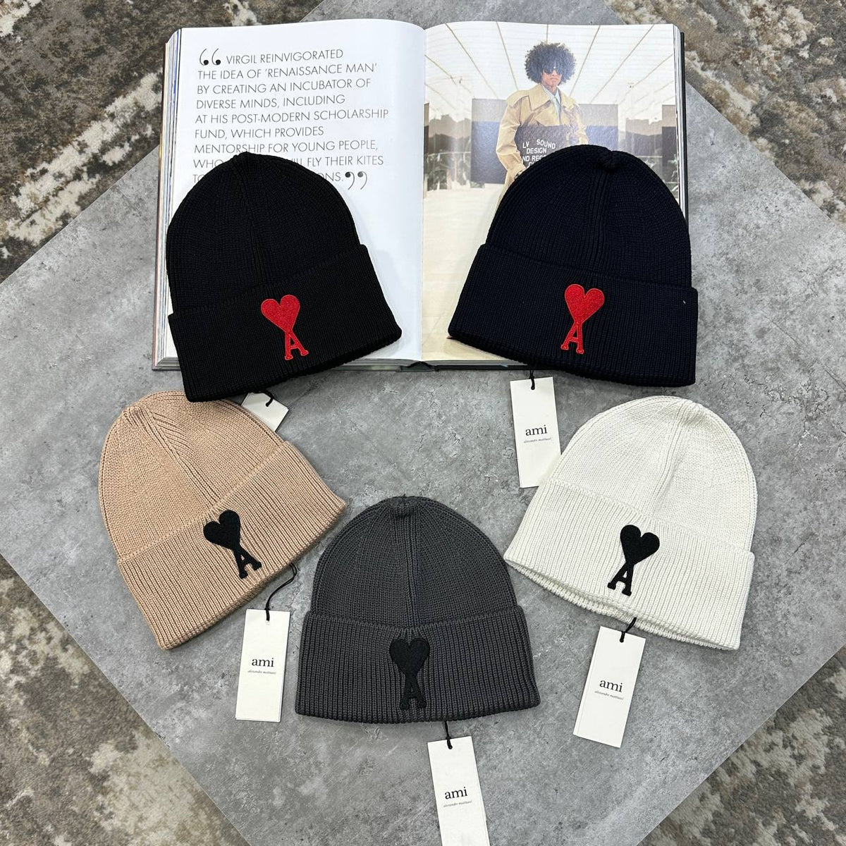 Ami Paris Ami de Cœur Classic Logo Beanie Hat Mens UK Reps Superclone Quality