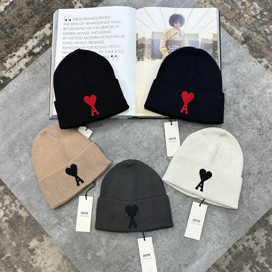 Ami Paris Ami de Cœur Classic Logo Beanie Hat Mens UK Reps Superclone Quality