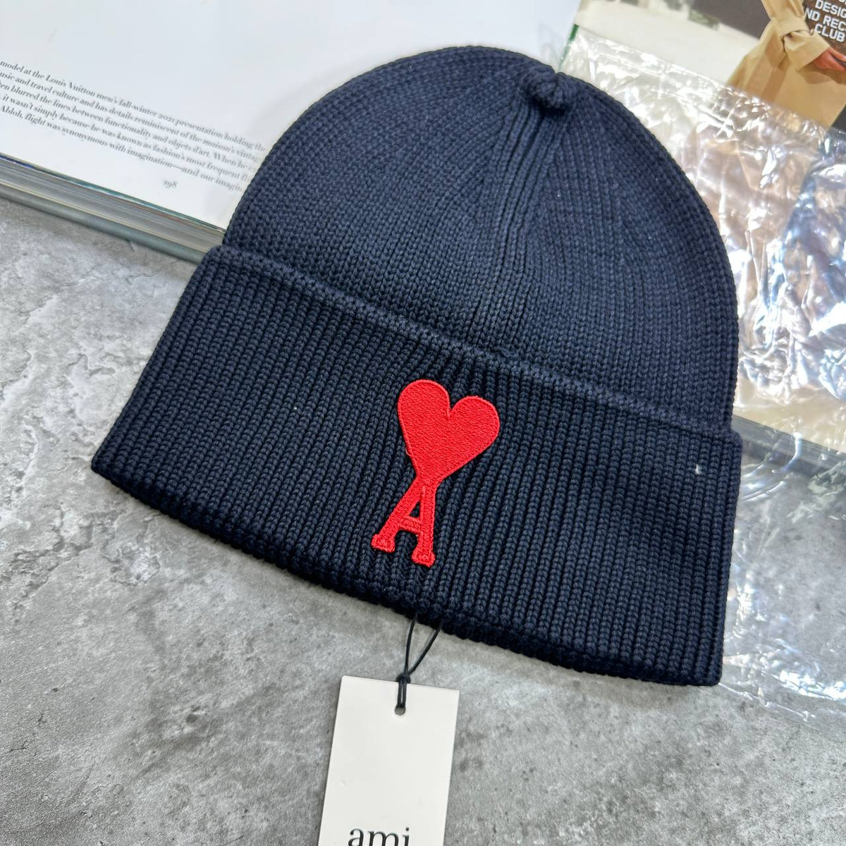 Ami Paris Ami de Cœur Classic Logo Beanie Hat Mens UK Reps Superclone Quality