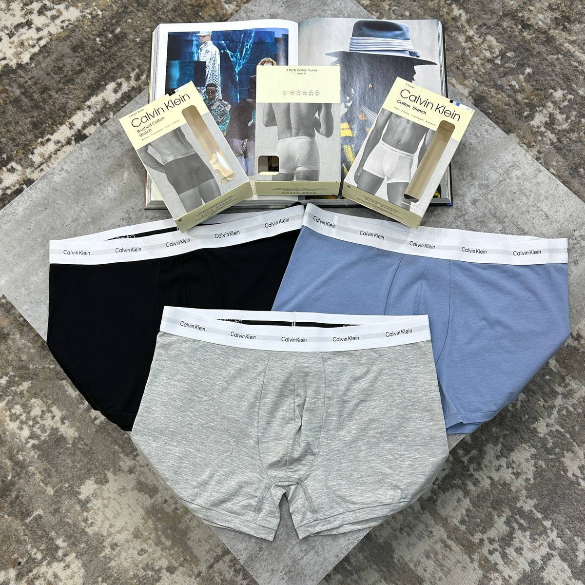 Calvin Klein Men's Elastic Waistband Boxer Shorts Pack of 3 UK Reps Superclone Quality