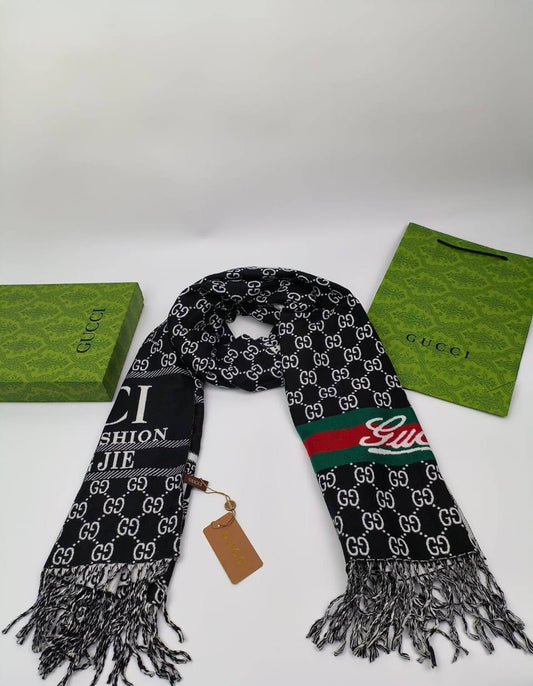 Gucci Wool GG Logo Cashmere Double-Sided Scarf Womens in Black Color Best Sale UK Reps AAA Quality