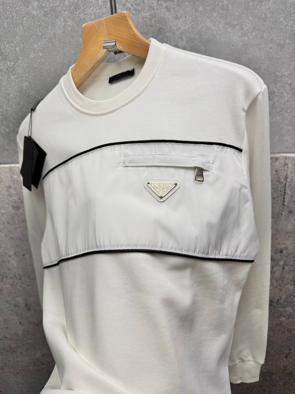 Prada Logo Pocket Zippered Jumpers Mens in 2 Colors UK Reps AAA Quality