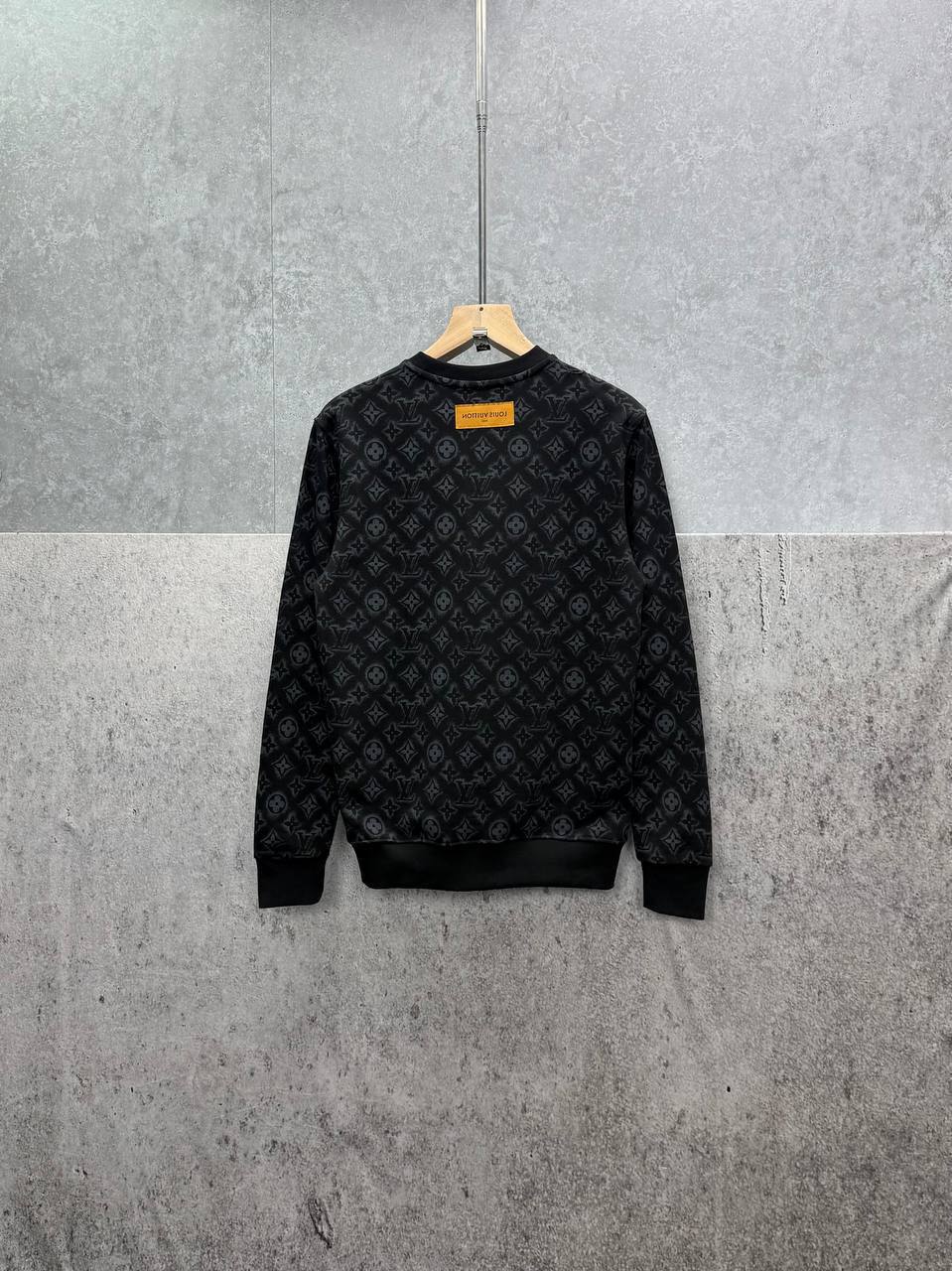 Louis Vuitton Monogram Embellished Wool Crewneck Jumpers Mens in Black Color UK Reps AAA Quality
