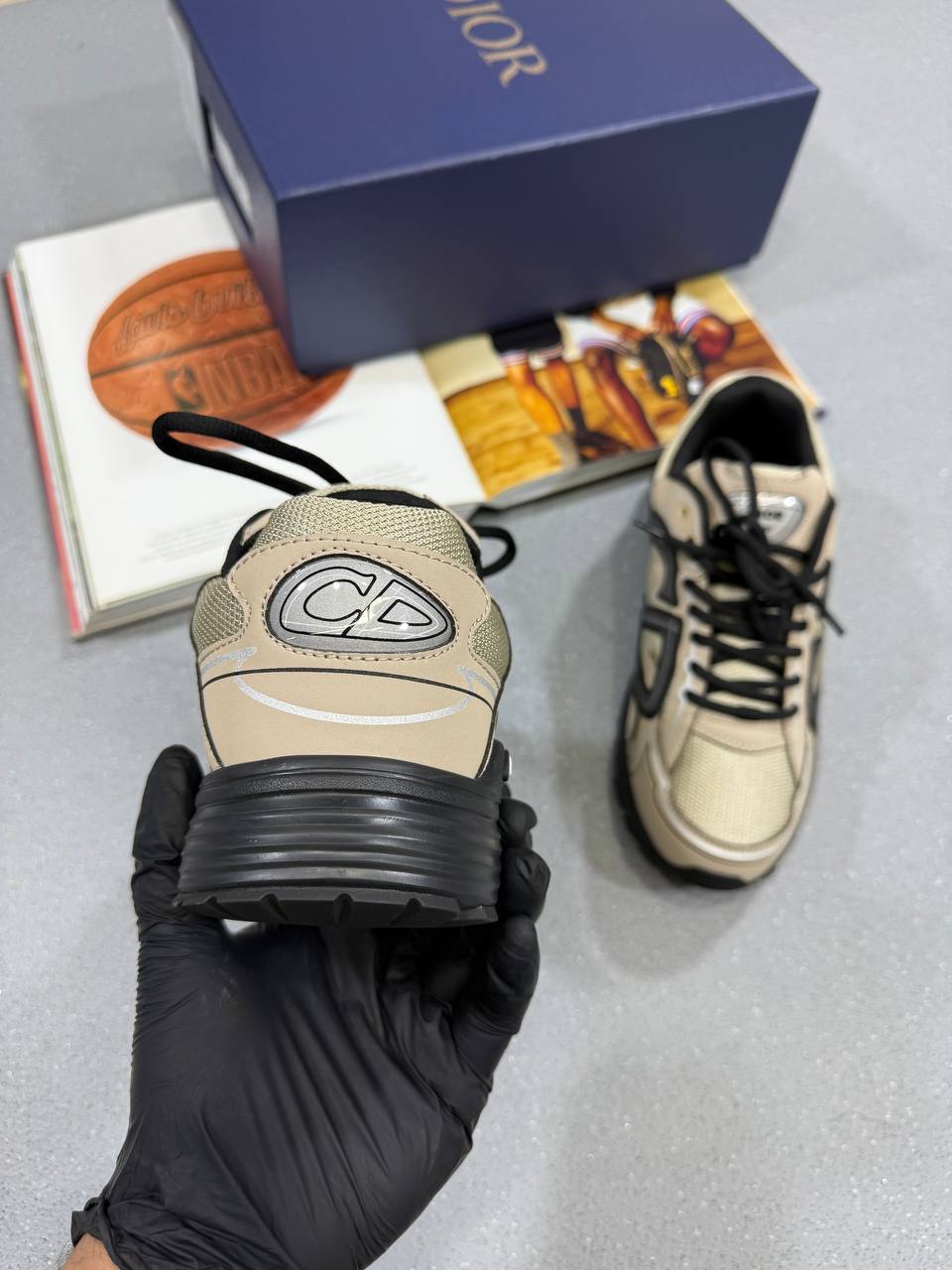 Christian Dior B30 Countdown Sneaker Technical Mesh Mens in Beige Color UK Reps AAA Quality