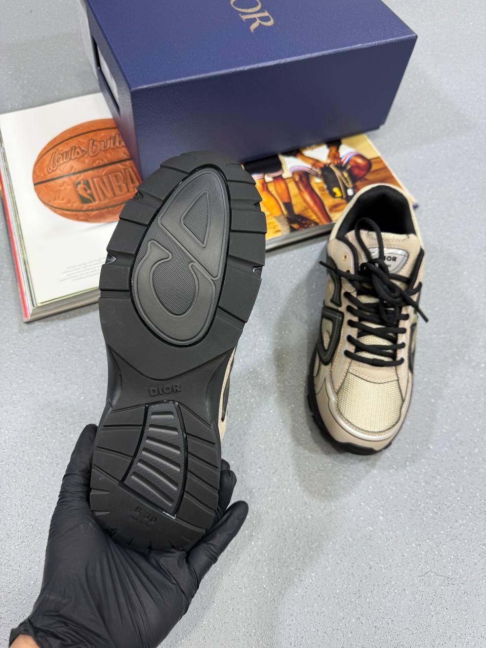 Christian Dior B30 Countdown Sneaker Technical Mesh Mens in Beige Color UK Reps AAA Quality