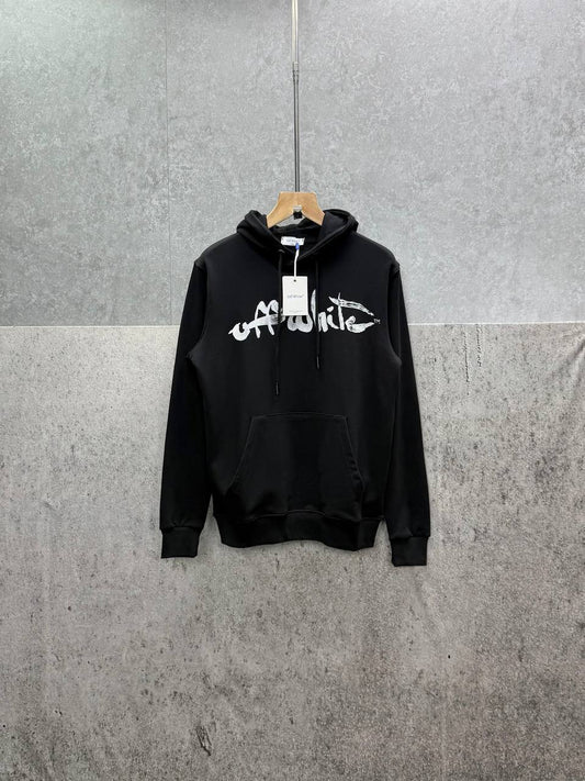 Off-White Paint Arrow Slim Hoodie Mens in Black Color Best Sale UK Reps AAA Quality