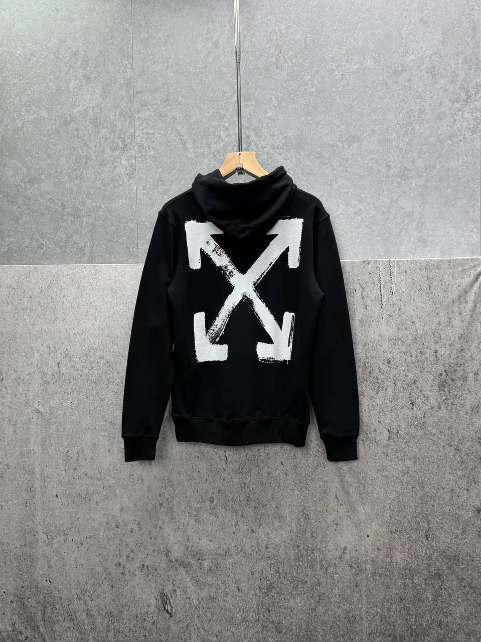 Off-White Paint Arrow Slim Hoodie Mens in Black Color Best Sale UK Reps AAA Quality