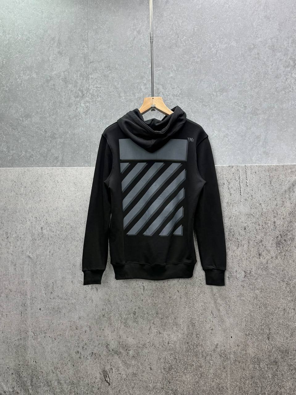 Off White Diagonal Logo Hoodie Mens in Black Color Best Sale UK Reps AAA Quality