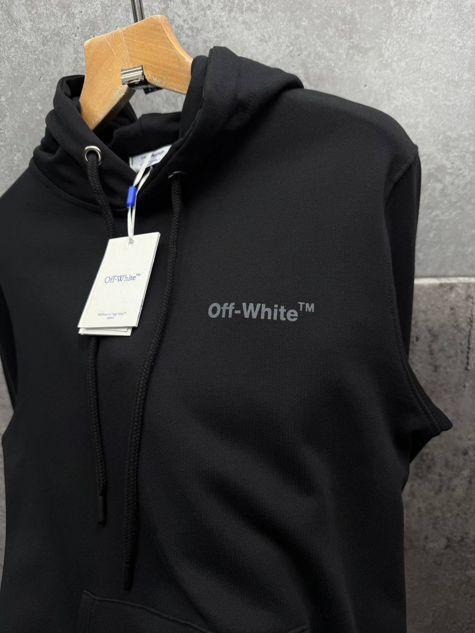 Off White Diagonal Logo Hoodie Mens in Black Color Best Sale UK Reps AAA Quality