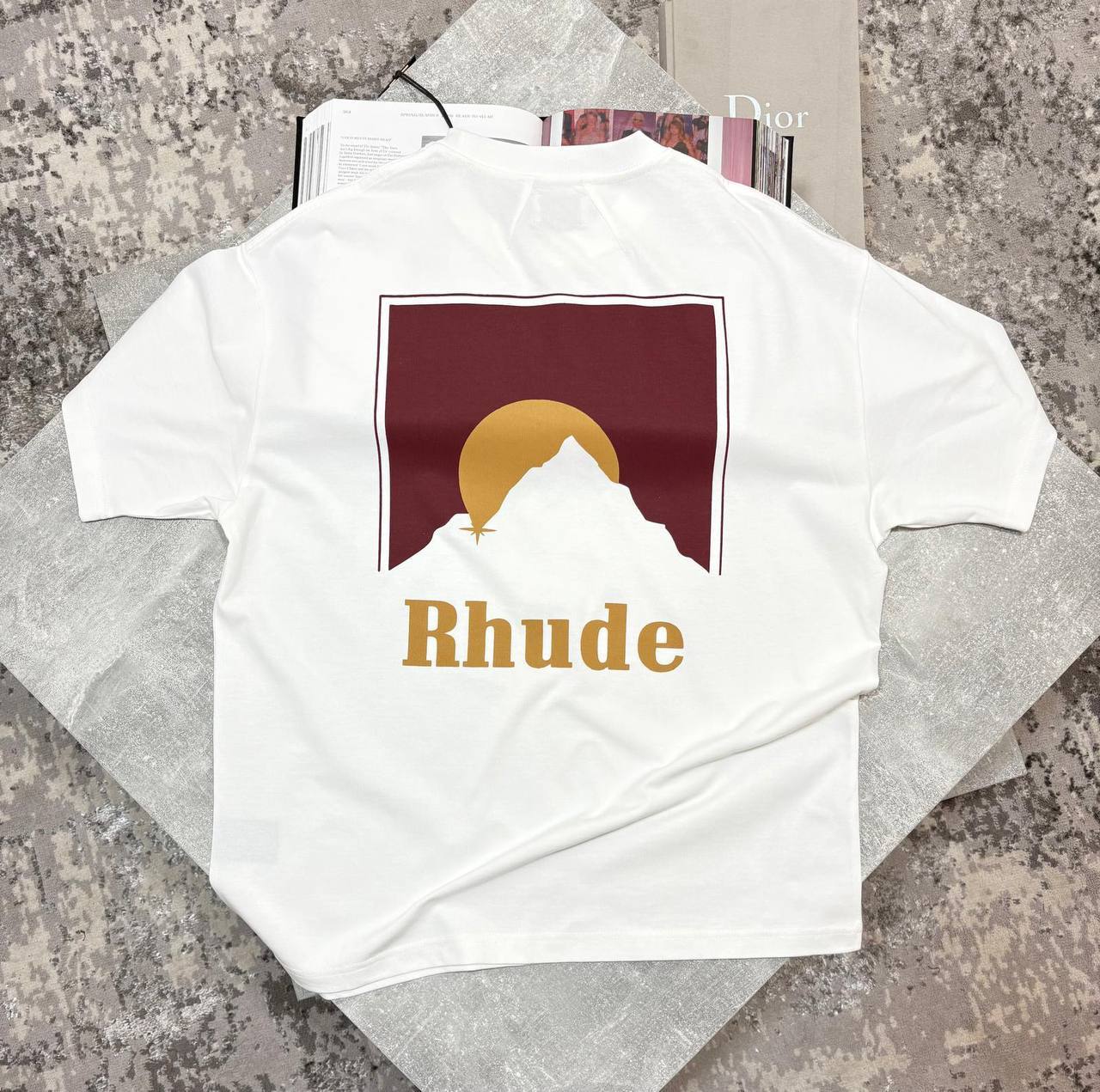 Rhude Moonlight Tropics Mountain Logo T-Shirts Mens in 2 Colors UK Reps AAA Quality