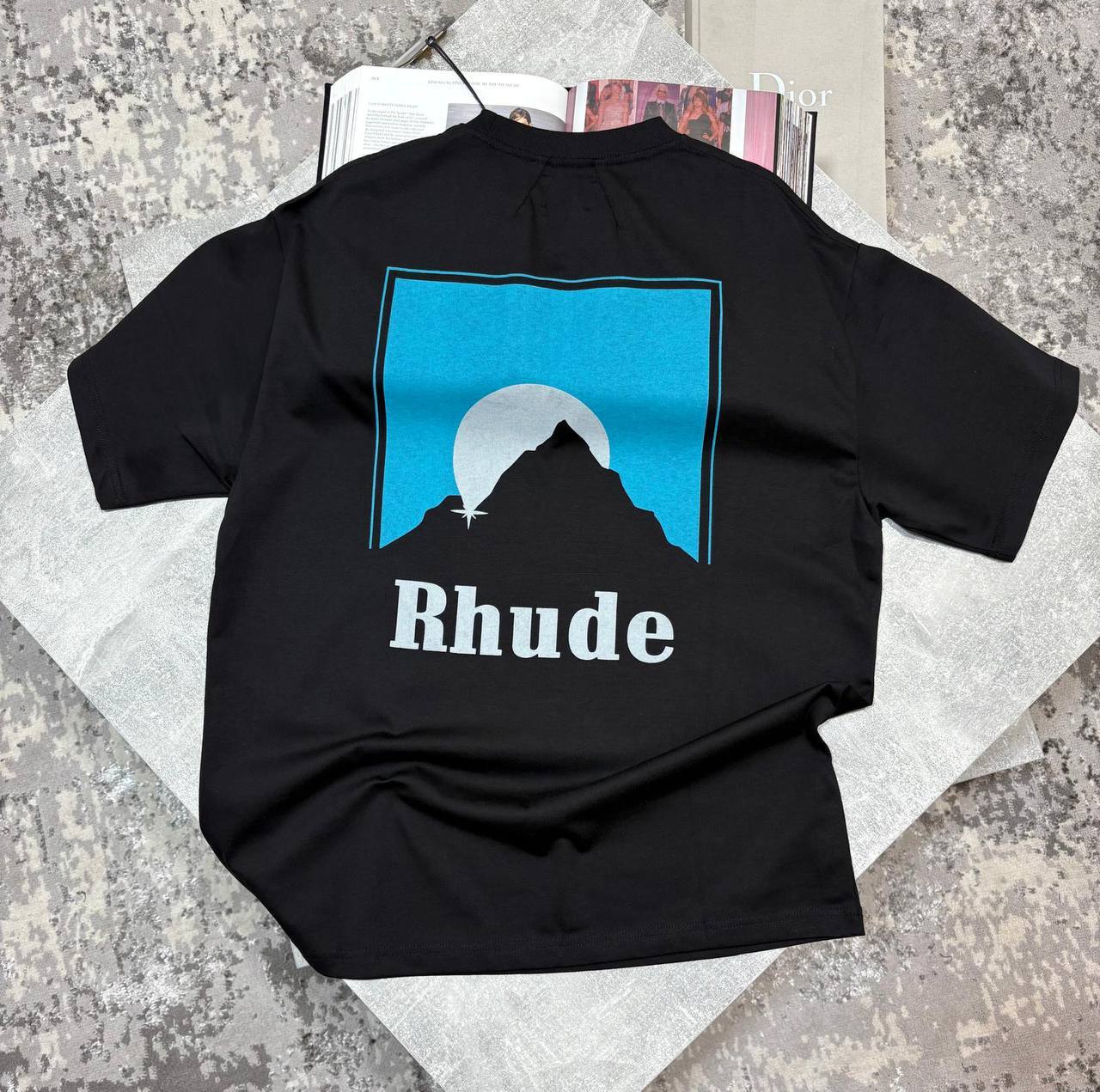 Rhude Moonlight Tropics Mountain Logo T-Shirts Mens in 2 Colors UK Reps AAA Quality