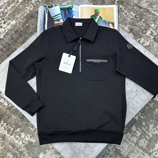 Moncler Leather Logo Polo Shirt Long-Sleeve Men UK Reps Superclone Quality