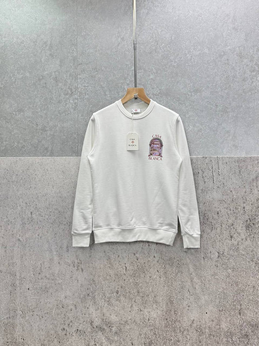 Casablanca Le Passage Printed Jumpers in White Color Mens UK Reps AAA Quality