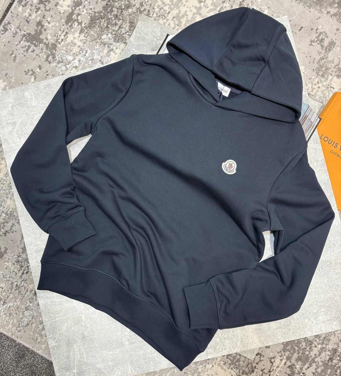 Moncler Black Logo Patch Cotton Hoodies in Multiple Colors Mens UK Reps AAA Quality