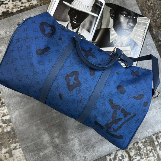 Louis Vuitton Aqua Garden Speedy Bandouliere Travel Bag Mens in Blue Color UK Reps AAA Quality