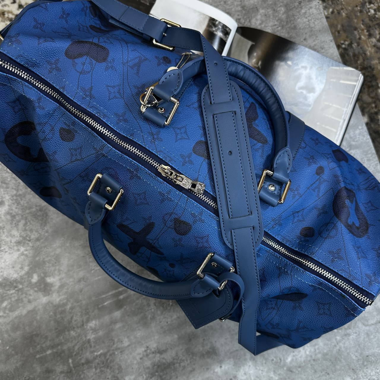Louis Vuitton Aqua Garden Speedy Bandouliere Travel Bag Mens in Blue Color UK Reps AAA Quality