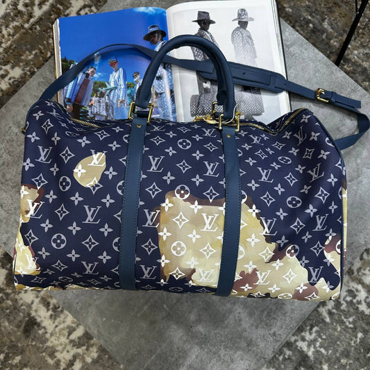 Louis Vuitton Keepall Bandouliere 50 Monogram Bleach Travel Bag Mens in Blue Color UK Reps AAA Quality