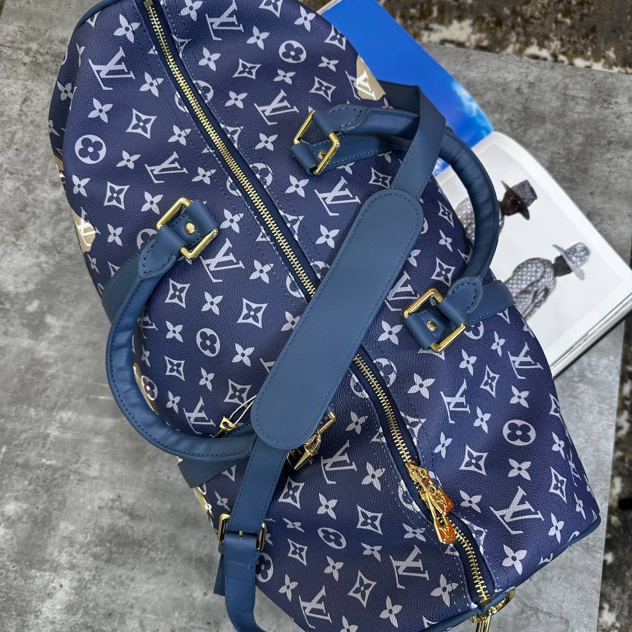 Louis Vuitton Keepall Bandouliere 50 Monogram Bleach Travel Bag Mens in Blue Color UK Reps AAA Quality