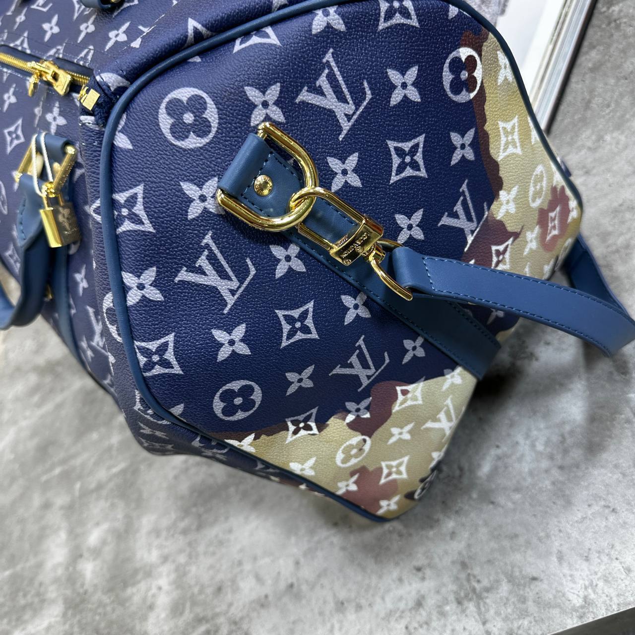 Louis Vuitton Keepall Bandouliere 50 Monogram Bleach Travel Bag Mens in Blue Color UK Reps AAA Quality