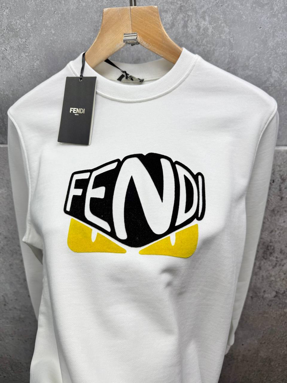 Fendi Long Sleeve Monster White with Chest Embroidery Jumpers Mens in 2 Colors UK Reps AAA Quality