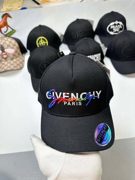 Givenchy Paris Rainbow Logo Baseball Cap Mens in Black UK Reps AAA Quality