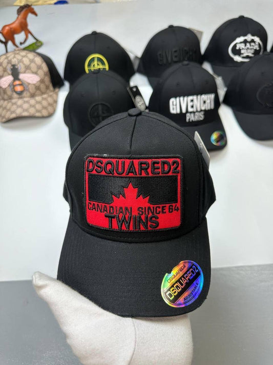 Dsquared2 Twins Embroidered Patch Baseball Cap Mens in Black Best Sale UK Reps AAA Quality