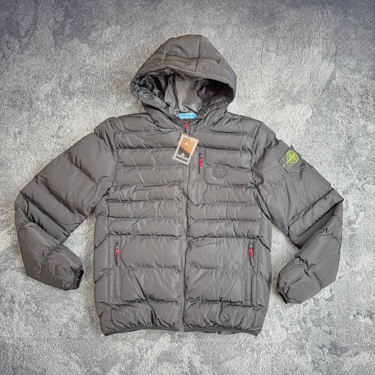 Stone Island Scotch And Soda Puffer Down Jacket With Attached Hood Mens in Black Best Sale UK Reps AAA Quality