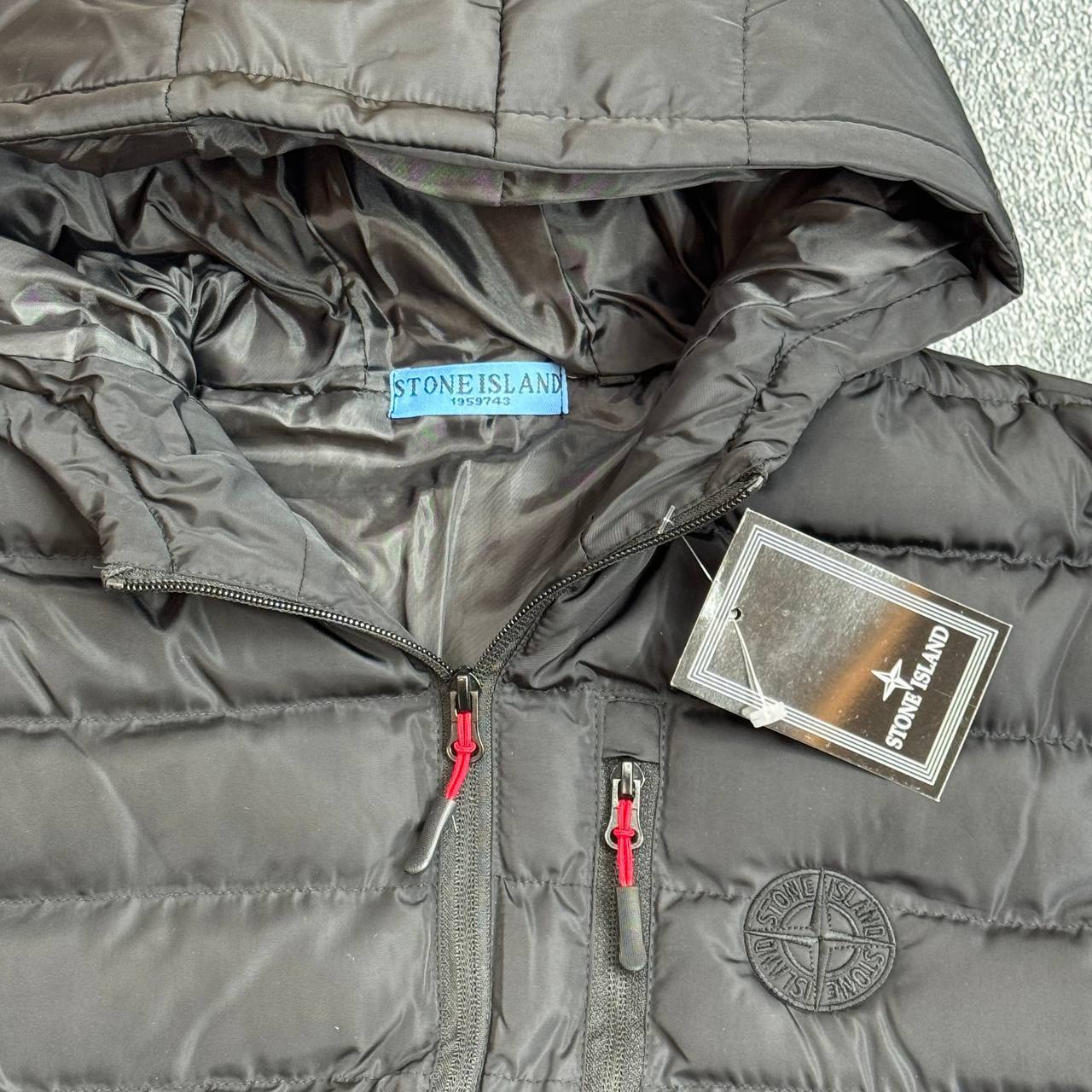 Stone Island Scotch And Soda Puffer Down Jacket With Attached Hood Mens in Black Best Sale UK Reps AAA Quality