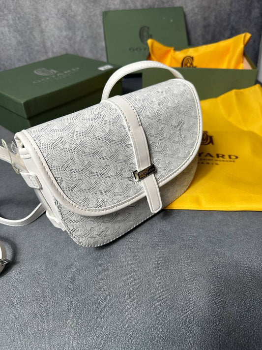Goyard Belvedere Urbain Messenger Bag Premium Leather Crossbody Womens Bag in White Color UK Reps AAA Quality