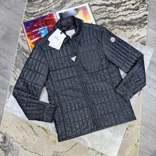 Moncler Lasne Vertical-Quilted Padded Biker Zip-Up Overshirt Mens in Multiple Colors UK Reps AAA Quality