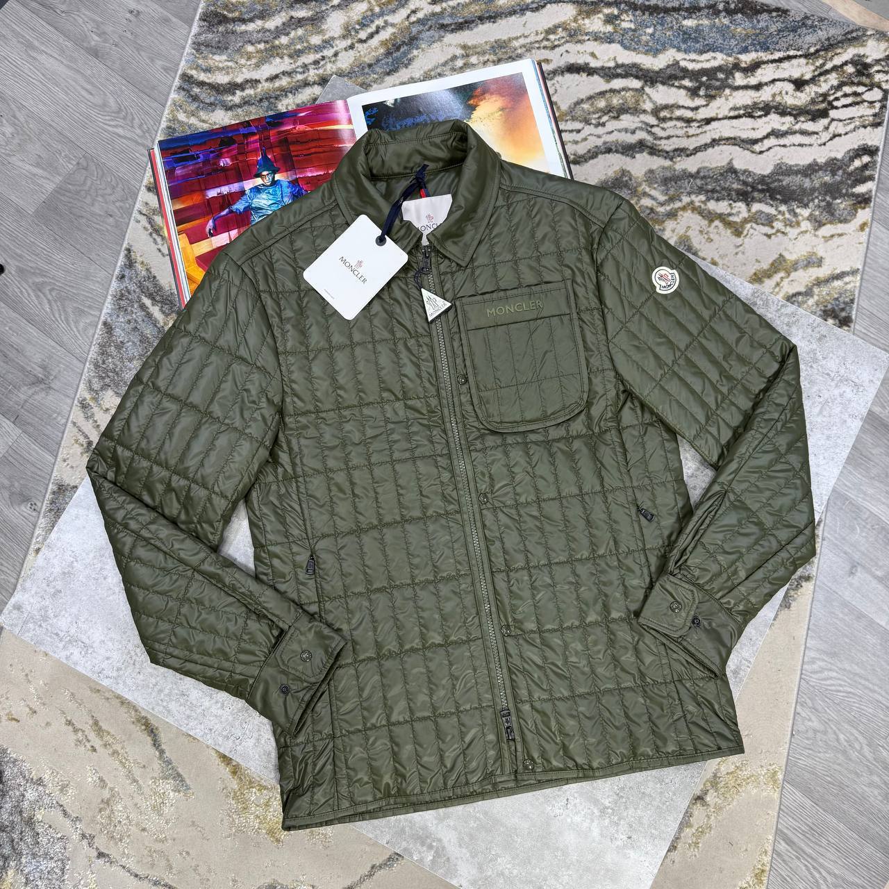 Moncler Lasne Vertical-Quilted Padded Biker Zip-Up Overshirt Mens in Multiple Colors UK Reps AAA Quality