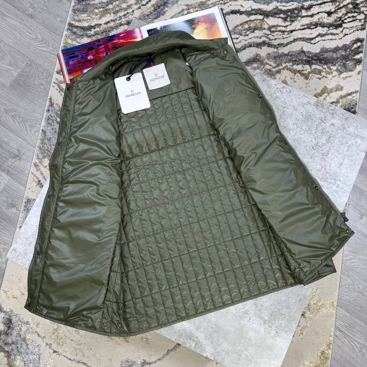 Moncler Lasne Vertical-Quilted Padded Biker Zip-Up Overshirt Mens in Multiple Colors UK Reps AAA Quality