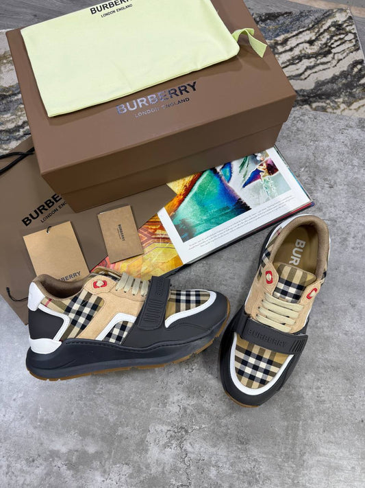 Burberry Ramsey Vintage Check, Suede and Leather Trainers Mens in Beige Color Best Sale UK Reps AAA Quality