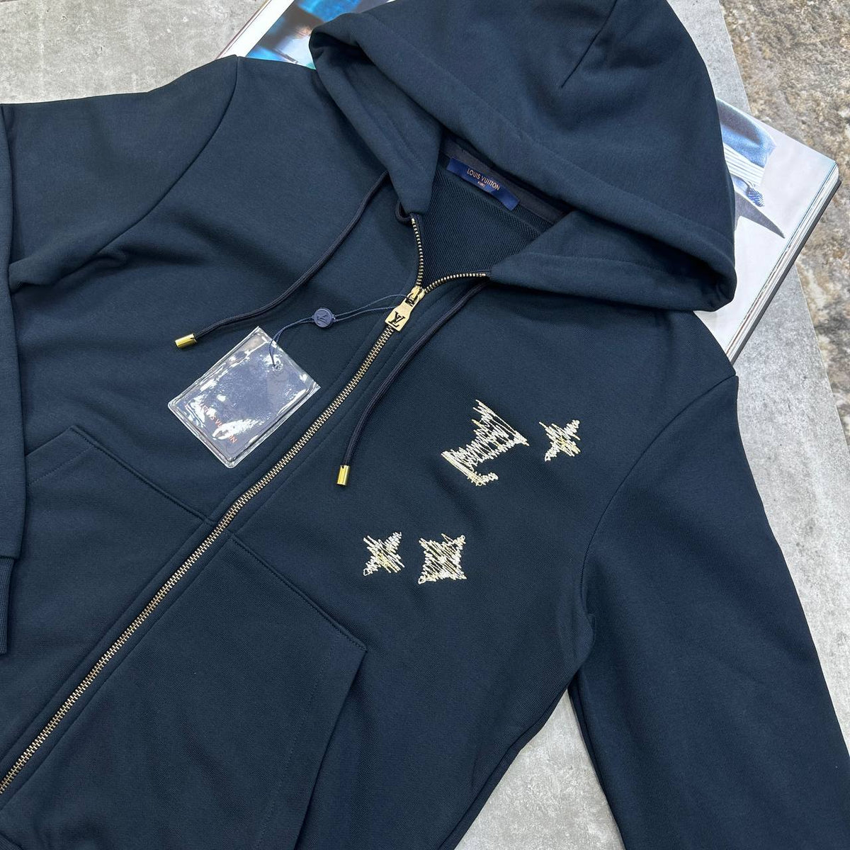 Louis Vuitton Monogram Embroidery Zipped Hoodie Mens UK Reps Superclone Quality