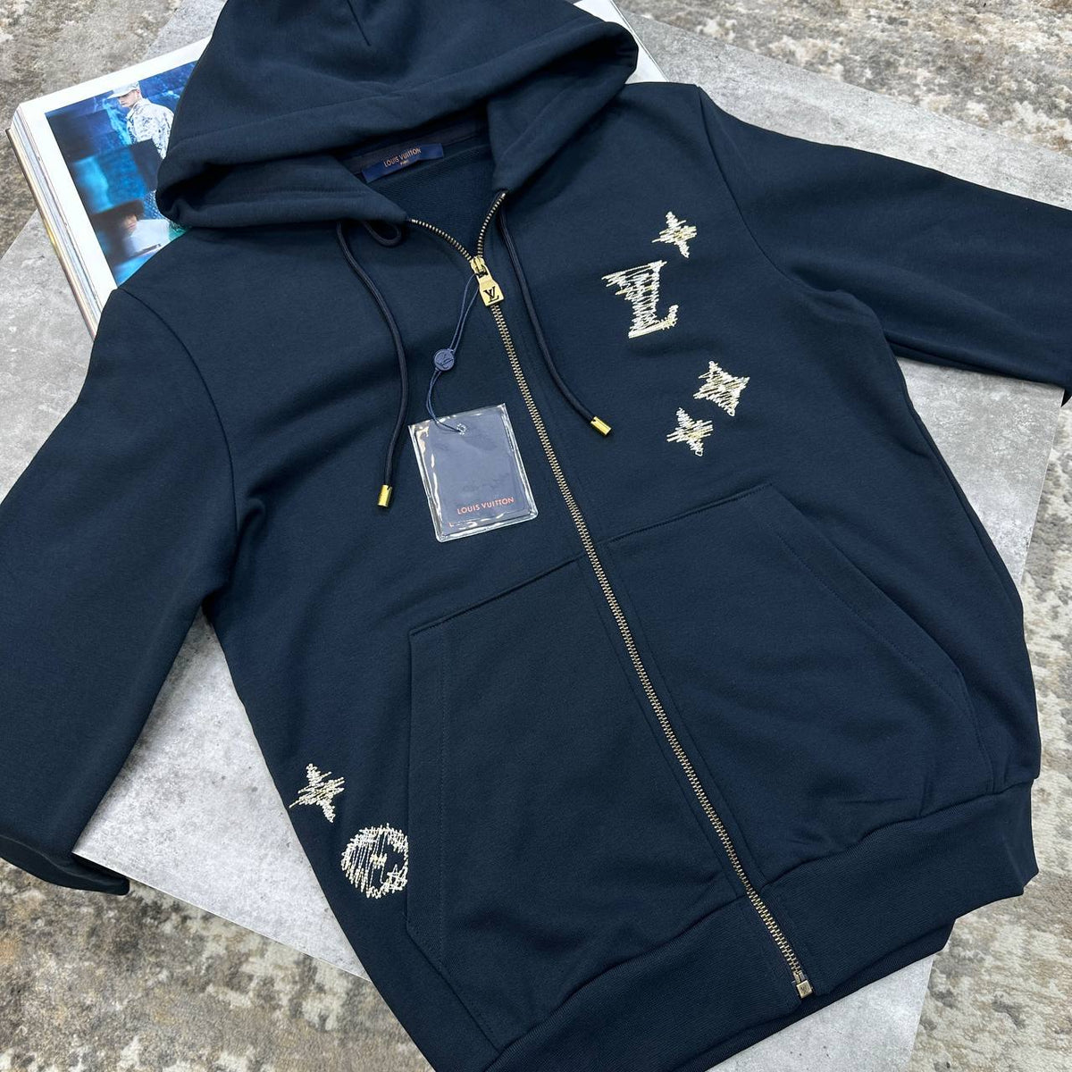 Louis Vuitton Monogram Embroidery Zipped Hoodie Mens UK Reps Superclone Quality